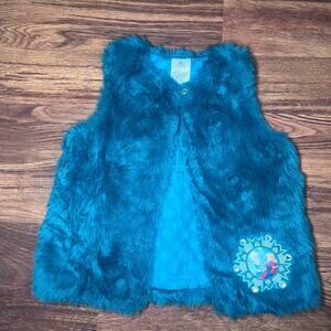 Disney Store Anna and Elsa Faux Fur Vest Toddler Size 4